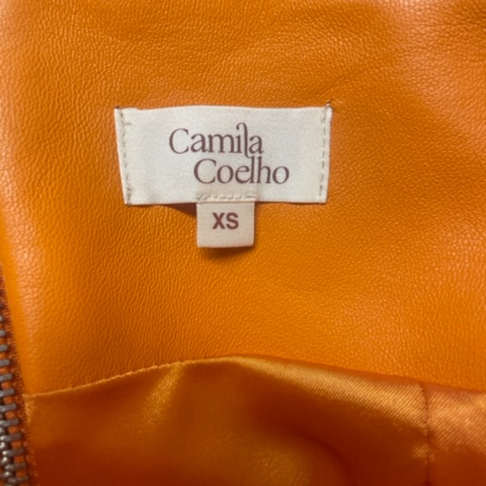 Camila Coelho Clementine Leather Skirt Orange - Picture 9 of 13